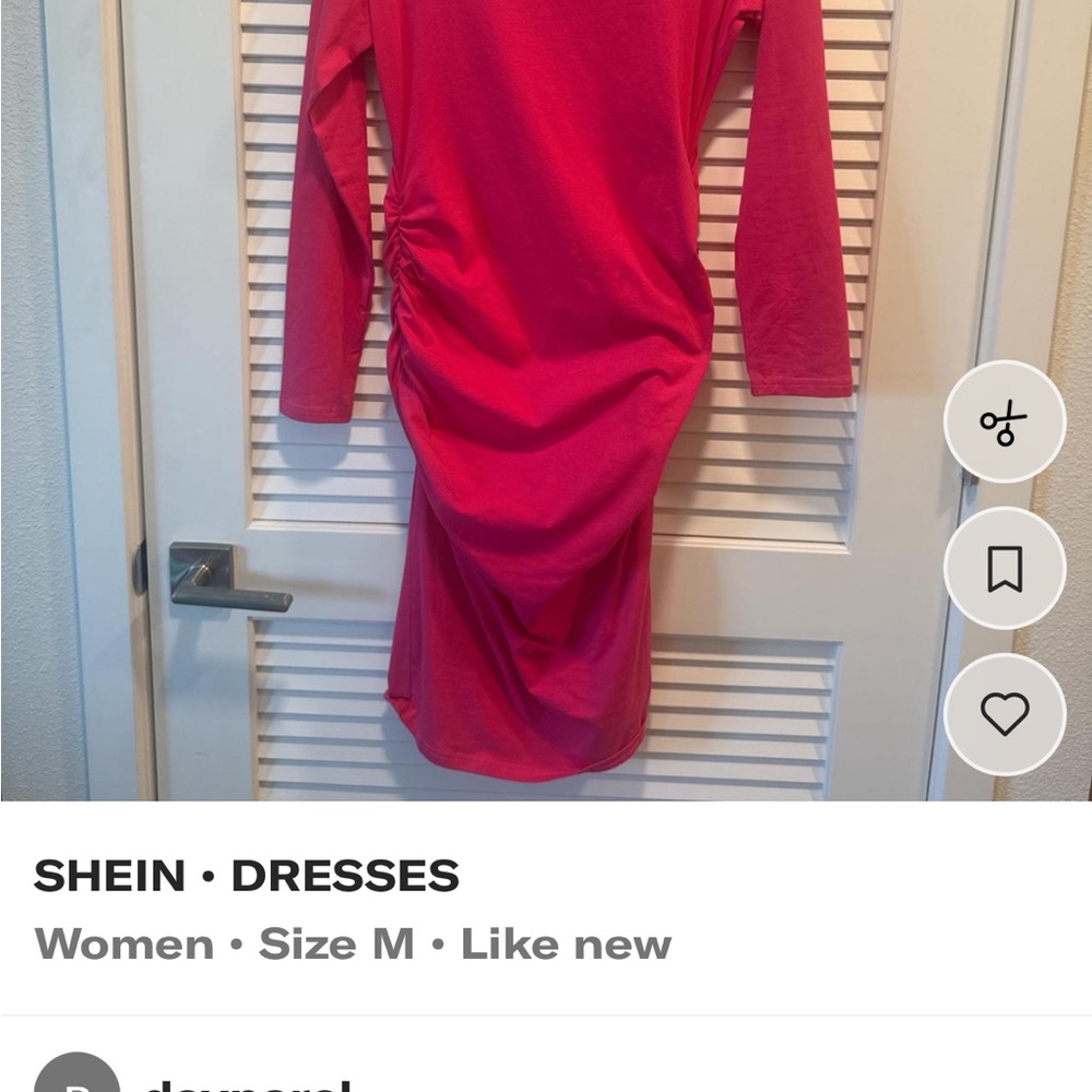SHEIN Vibrant Pink Long Sleeve Dress
